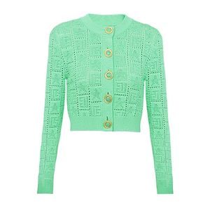 Vinatge 2024 preto/branco/verde tricô mangas compridas o pescoço botões jaqueta feminina designer cardigans de alta qualidade 3135