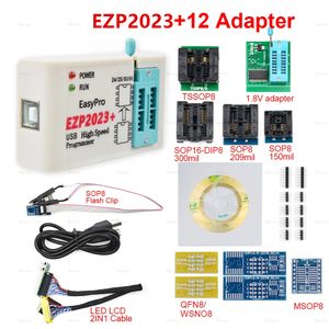 EZP2023 USB-программатор, оригинальный SPI, полный набор, 12 адаптеров, поддержка 24, 25, 93, 95, EEPROM Flash Bios, лучше, чем EZP 240227