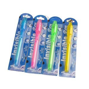 Einzelne Blisterkartenpackung für jeden Schwarzlichtstift, UV-Stift mit ultravioletten Lichtern, unsichtbarer Tintenstift, unsichtbare Stifte, 4 Farben