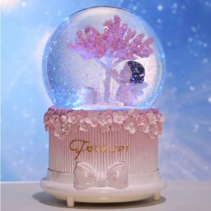 Kutular Çiçekler Ağaç Müzik Kutusu Pembe Kız Kalp Sevimli Kız Crystal Ball Sekiz Müzik Kutusu Öğrenci Yaratıcı Hediye Butik Aydınlık Dekorasyon