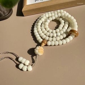 Strand White Jade Bodhi Kök 108 Boncuklar Doğal Lotus Kolye Bilezik