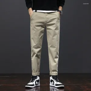 Erkek pantolon gergin kalem erkek pamuk pantolon gevşek artı boyut 46 44 42 40 chino elastik erkek siyah yeşil düz giysiler