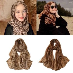 Eşarplar Moda Leopar Baskılı Şal Kadınlar Uzun Geniş Şifon Müslüman Kostümler Aksesuarlar İlkbahar Yaz Lady Hicab Wrap M5o6