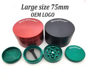 Büyük boy 75mm 4 kısım keskin taş tütün öğütücüleri sigara içme aktarma ot otobur cnc diş filtresi net kuru bitki buharlaştırıcı kalem 7 col2414530