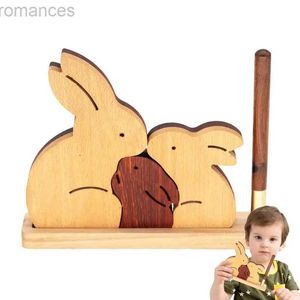 3D-Puzzles Holz-Kaninchen-Puzzle, 3 Stück, Kaninchen, Tierpuzzles für Kinder, Kaninchen-Stifthalter, Dekoration, Kaninchen-Schreibtischdekoration, mit Stift und Sockel 240314