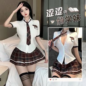 JK Seksi Schoolbirl Kostüm Tekdüzen Cosplay Erotik Mini Etek Rol Yapma Oyunları Porno Lingeries For Woman Sex Suit 240307