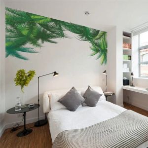 Adesivos palmeira folha verde adesivos de parede para tv fundo sala quarto decoração casa planta mural arte diy pvc decalque da parede