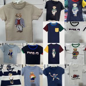 Çocuk T-Shirts Şortlu Kollu Tshirts Küçük Ayı Mektup Baskılı Tasarımcı Tişörtleri Polos Erkek Kızlar Bebek Günlük RL Luxurys Laurens Çocuk Kıyafetleri Tees 90-150