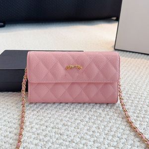 Kadın Tasarımcı İçi Boş Rozet Zincir Çantalarda Uzun Cüzdan GHW Havyar Deri/Kuzu Deri Klasik Mini Flep Telefon Kartı Tutucu Çoklu Pochette debriyaj Çantası 18x3x11cm