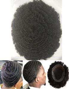 Afro Curl 360 Wave Q6 Кружевной передний парик Q6 Мужской парик для волос Мужские шиньоны Малайзийские девственные человеческие волосы Замена для черных мужчин7854847