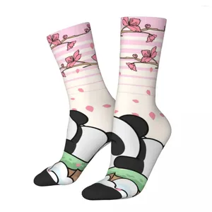 Erkek Çorap Sevimli Panda Kiraz Çiçeği Çılgın Unisex Ailuropoda Melanoleuca Harajuku Sakinsiz Baskılı Mutlu Mürettebat Çorap Boys Hediye