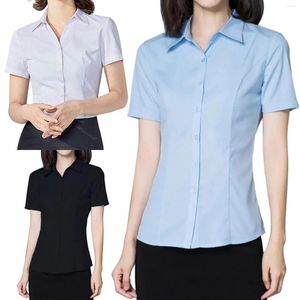 Женские блузки под рубашку с рукавами, эластичные тонкие дышащие удобные женские футболки с короткими рукавами