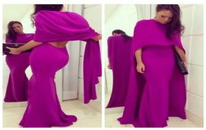 Elie Saab 2016 Cape Fuschia ile İki Parça Balo Elbiseleri Uzun Deniz Kızı Prom Partisi Elbiseler Resmi Seksi Ucuz Pageant Balo Önlükleri Mayr6463688