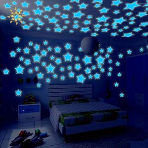 Наклейки на стену, 80 шт., пластиковые светящиеся звезды, светящиеся в темно-синем цвете, наклейка для комнаты, 3 см (один размер), TOB