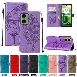 Custodie a portafoglio in pelle PU farfalla per OPPO Reno 11 Pro 5G A79 5G Moto G34 G04 4G Motorola G Stylus 5G 2024 Play ID Slot per scheda Skin Fashion Flower Holder Flip Cover Pouch