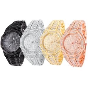 Хип-хоп Iced Out мужские и женские часы, роскошные кварцевые часы со стразами, кубинская цепочка на руку, модные украшения 240306