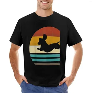 Erkek Polos Dachshund Köpek Silhouette Retro Hediye T-Shirt artı Boyutlar Kawaii Giysileri Sevimli Üstler Siyah Tişörtler Erkekler