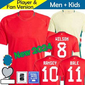 Galler 2024 Futbol Forması Wilson Ramsey Balya Euro Kupası Yeni 2025 Milli Takım 24 25 Futbol Gömlek Erkek Çocuk Kiti Tam Set Ev Kırmızı Uzak Sarı Erkek Üniforma Johnson