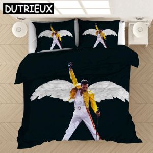 Set Freddie Mercury 3D Baskılı Yatak Seti Yorgan Kapakları Yastık Kartları Yorgan Yatak Set Yatak Klothes Yatak Keten Sefer Perdeler