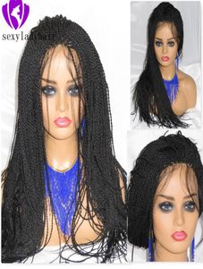 200density tam mikro örgülü peruk sentetik dantel ön peruk siyah kadınlar için Afro -Amerikan örgülü Havana dantel peruk BA1486390