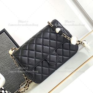 Mini flep çanta 18.5cm tasarımcı çanta çanta yüksek kaliteli 10a ayna kalite crossbody tasarımcı çantaları kadın zincir çanta kuzu derisi omuz çantası kutu c204