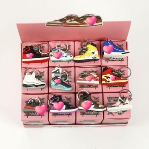 12pcs/set Spor Sneaker Anahtar Kör Kutusu Anahtar Zinciri Kutu Ayakkabı Karton Hediye Modeli içerir 3D Ayakkabı Anahtarları Ambalaj Takı Kutusu Ayakkabı Anahtarlı