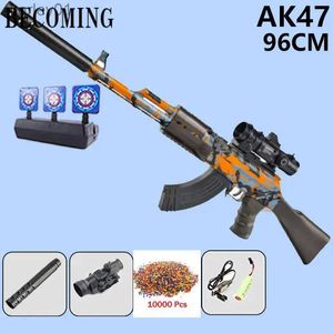Silah Oyuncakları AK47 Jel Top Tabancalar Autohydro Jel Tabancası 96cm Tüfek Elektrikli Yumuşak Kurşun Tabancası Çocuklar Yetişkin CS Dövüş Sahte Silah Oyuncak YQ240314