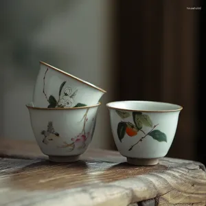 Чайные чашки Ru Чашка Ru-фарфоровая глазурь может поднять чайную чашку большого размера в китайском стиле Керамические одиночные чайные чашки