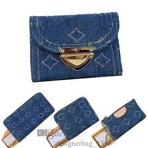 Carteiras denim saco de luxo designer carteira mulheres titular do cartão azul bolsas de cowboy bloqueio zíper moeda bolsa de alta qualidade senhoras passaporte capa