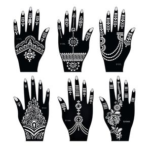 Kana dövme şablonları mehndi hindistan kına dövme şablon kiti el boyama parmak vücut boya 6 adet geçici dövme templatları5702533