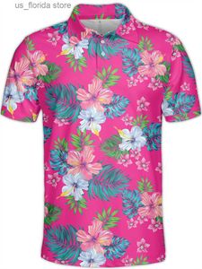 Мужские футболки Рубашка-поло с 3D-принтом «Грибный цветок» Мужская одежда для детей Повседневная короткая рубашка-поло на пуговицах Новая летняя одежда Футболка Ts Y240321