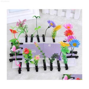 Grampos de cabelo Barrettes Est Linda Novidade Plantas Grama Grampos de Cabelo Headwear Pequeno Bud Antena Hairpins Lucky Bean Sprout Cogumelo Par Dhlym