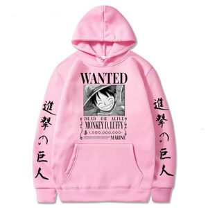 Mens Hoodies Sweatshirt Saldırı Titan One Piece One Piece Luffy Hoodie Erkekler Moda Homme Polar Hoodies Japon Anime Baskılı Erkek Sokak Giyim Büyük Boy Kıyafetler