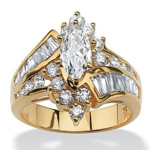 18K Gold Ring Lüks Beyaz Sapphire İki Ton 925 STERLING Gümüş Pırlanta Partisi Gelin Nişan Düğün Bankaları Boyut 6-132764