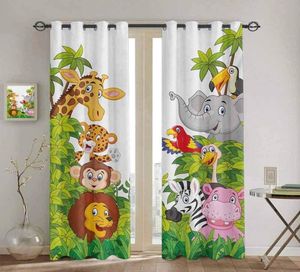 Yatak odası mutfak perdesi karikatür hayvanat bahçesi hayvanları koleksiyon orman çocuk pencere perdeleri oturma odası için perdeler lj204597748