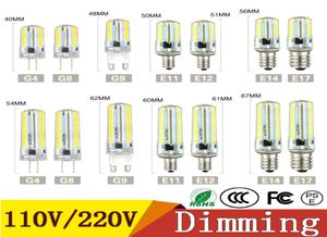Dimmable LED Işıklar SMD 3014 LED ampul G4 G8 G9 E11 E12 14 E17 Kristal Silikon Spot Işık 110V 220V 64 152 LEDS5594821