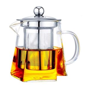 Чайники Термостойкий стеклянный чайник с фильтром для заварки чая из нержавеющей стали Цветочный чайник Набор кунг-фу Пуэр Улун Распродажа Прямая доставка Dhth3