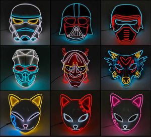 Yeni Tip Cadılar Bayramı LED Maske Parlayan Neon El Tel Kostüm DJ Partisi Aydınlat Up Masque Cosplay Q0806131759