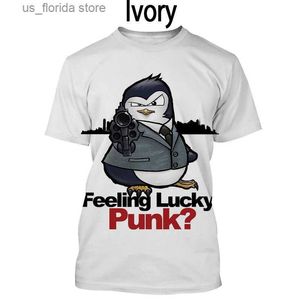 Homens camisetas Mens T-shirt Nova Moda Crazy Animal Pinguim Ts Verão Unissex Harajuku Estilo Strt Tops 3D Anime Imprimir Oversized Roupas Y240321