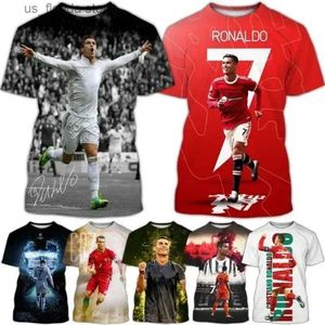 Erkek Tişörtler 2024 Yaz Moda Sutra Futbol Yıldızı 3D Baskı Tişört Sıradan Erkek Serin Yuvarlak Boyun Kısa Slve Hızlı Kurucu Sweatshirt Y240321