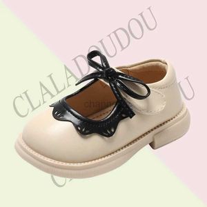 İlk Walkers Ayakkabı Tip Flats Claladoudou Enfant, Sevimli Kelebek Knot Düz Düz Renkli Siyah-Kahverengi Bej Küçük Kızlar Ayakkabı Partisi için Yaylar 240315