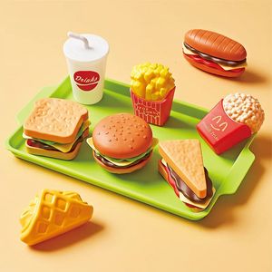 Çocuklar Simülasyon Mini Yemek Oyuncakları Bebek Oyun Evi Hamburger Köpek Patates Kızartması Mutfak Seti Hızlı Eğitim 240301