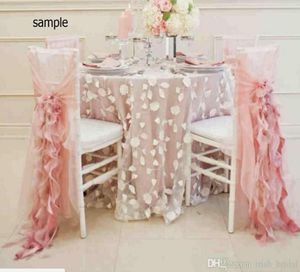 2015 Румяно-розовый шифон с оборками, романтический красивый пояс для стула, образец G017783276