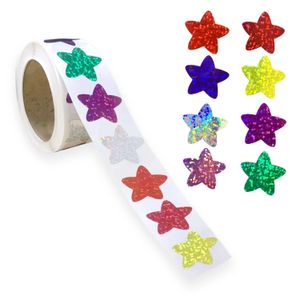 500 шт. красочные наклейки со звездами для детей, награды, школьные, классные, клейкие, голографические наклейки со звездами для учителей, родителей, DIY Craft 240229