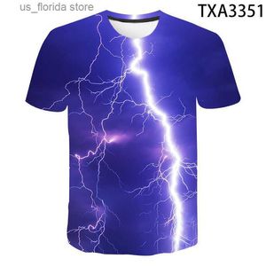 Erkek Tişörtler Moda Yaz Thunderbolt Tişört Tişört Kadın Çocuklar Lightning Flash 3D Baskı T-Shirt Erkek Kız Çocuk Kısa Slev Üstleri Serin T240321