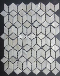 Мозаичная плитка из ракушек с ромбами4224Натуральная чисто-белая перламутровая плитка, кухонный фартук, пол в ванной комнате78033554903447
