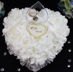Düğün Töreni Fildişi saten kristal taşıyıcı yastık yastık yüzüğü yastık2093505