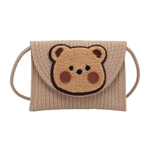 Весенне-летняя новая популярная тканая сумка-конверт с милым медведем, богемная сумка через плечо через плечо, пляжная сумка для отдыха и мобильного телефона