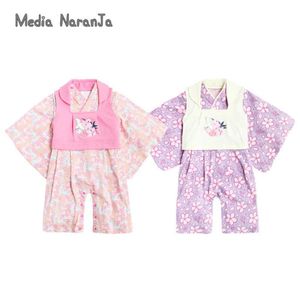 Bebek Kız Sonbahar Kış Japon Jump Suit Kimono Yelek Set Bebek Toddler Cadılar Bayramı Kostüm Doğum Günü Partisi Hediye H09791214