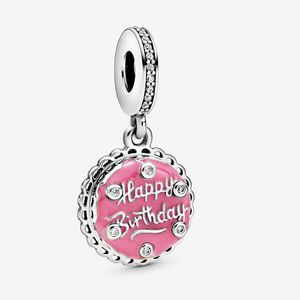 Розовый торт ко дню рождения, подвеска-подвеска Pandoras, набор подвесок из стерлингового серебра 925 пробы, изготовление браслета, ожерелье, подвеска, подарок подруге с оригинальной коробкой, высокое качество